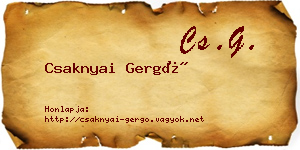 Csaknyai Gergő névjegykártya